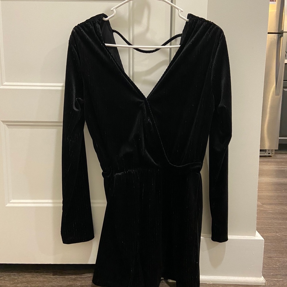 Velvet romper with silver shinies